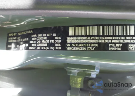 2017 Jeep Renegade Latitude Fwd z USA, uszkodzony, nr VIN ZACCJABB1HPF98796